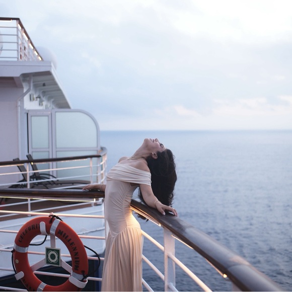 LIONESS Off-Shoulder Cream Dress - Picture 3 of 4